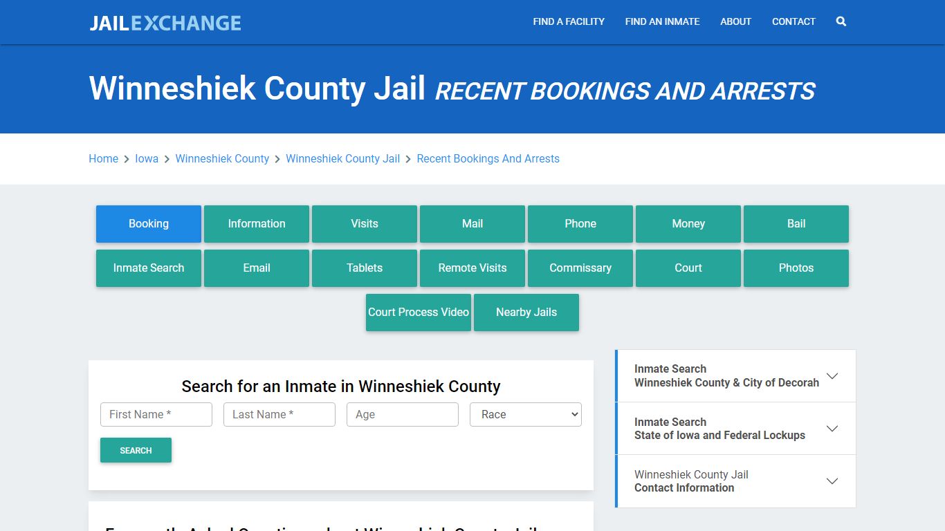 Winneshiek County Jail Recent Bookings And Arrests